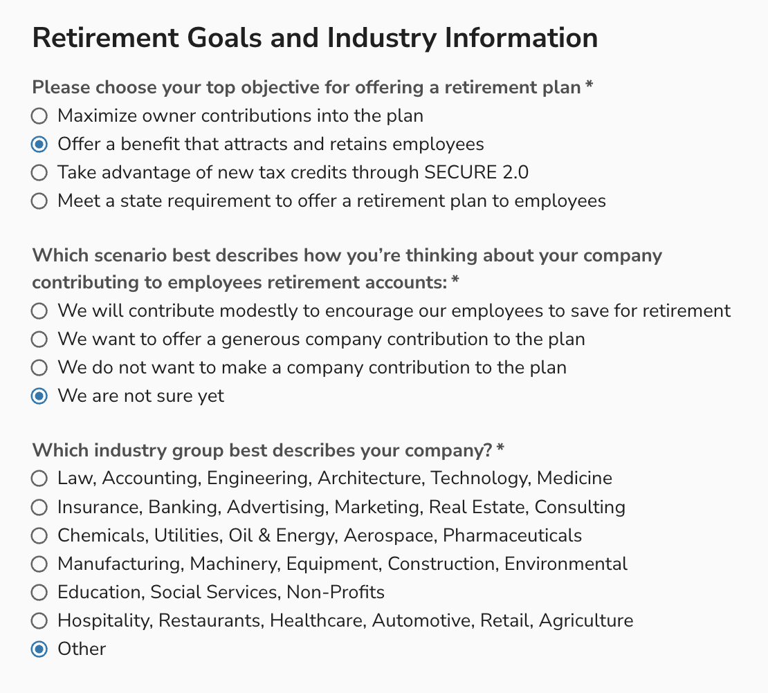 Retirement Goals and Industry Information