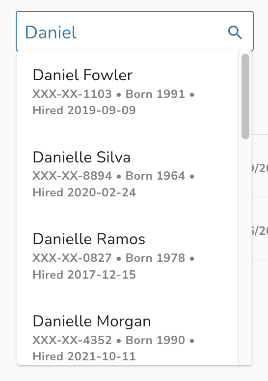 Employee dropdown field