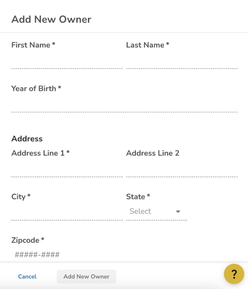 Form to add new owner