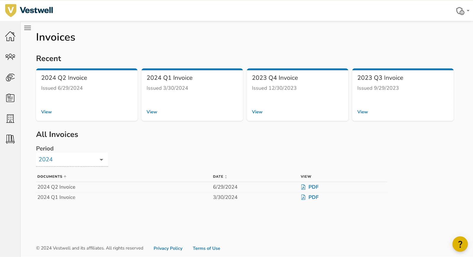 The Employer Invoices Page