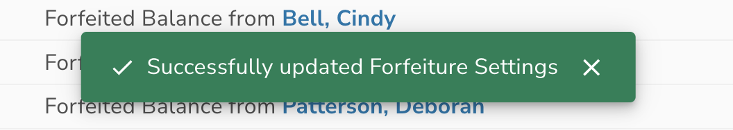Green popup that indicates you have successfully updated your settings.