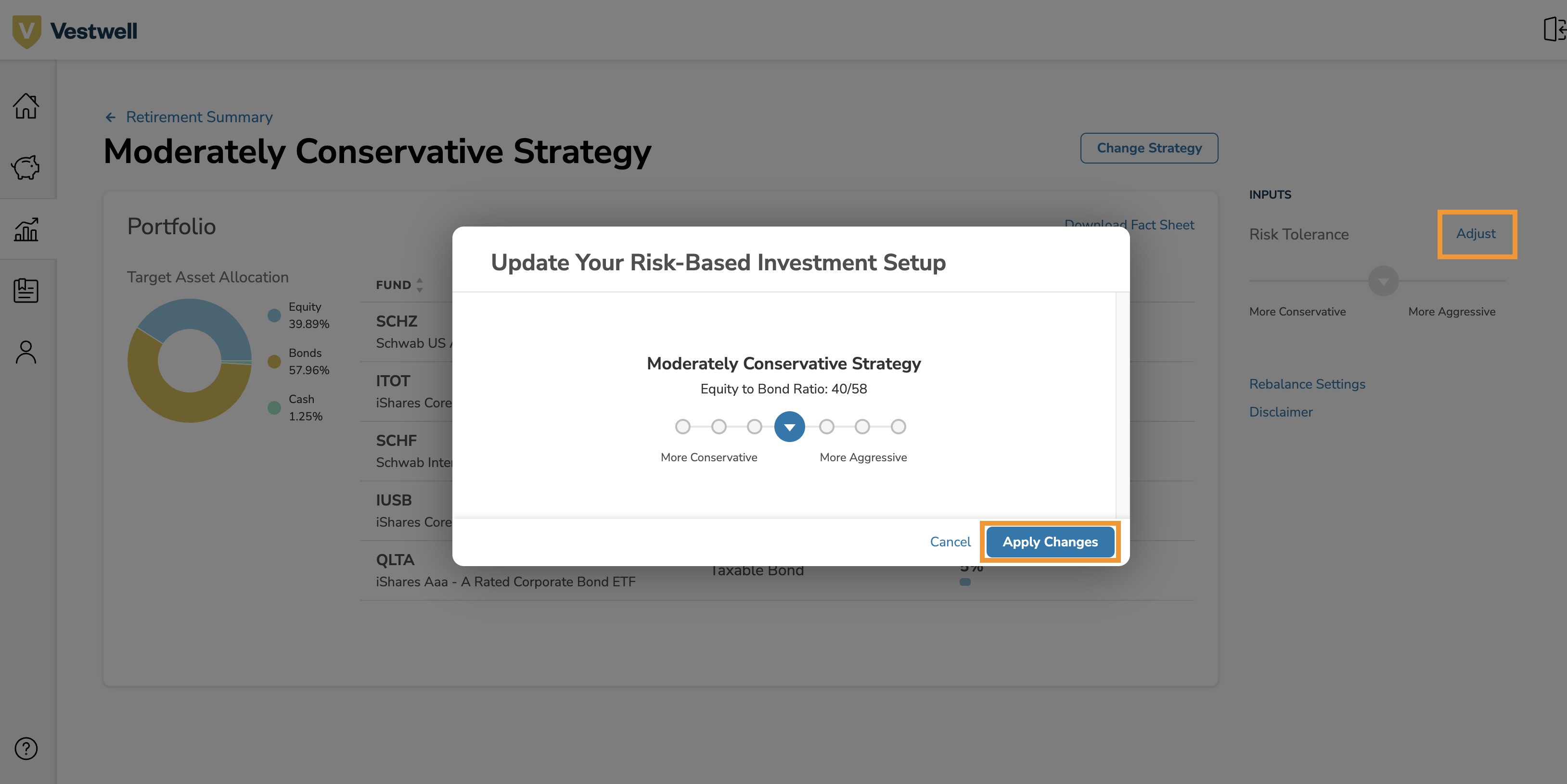 Adjusting Risk-Based Strategies in the Vestwell portal