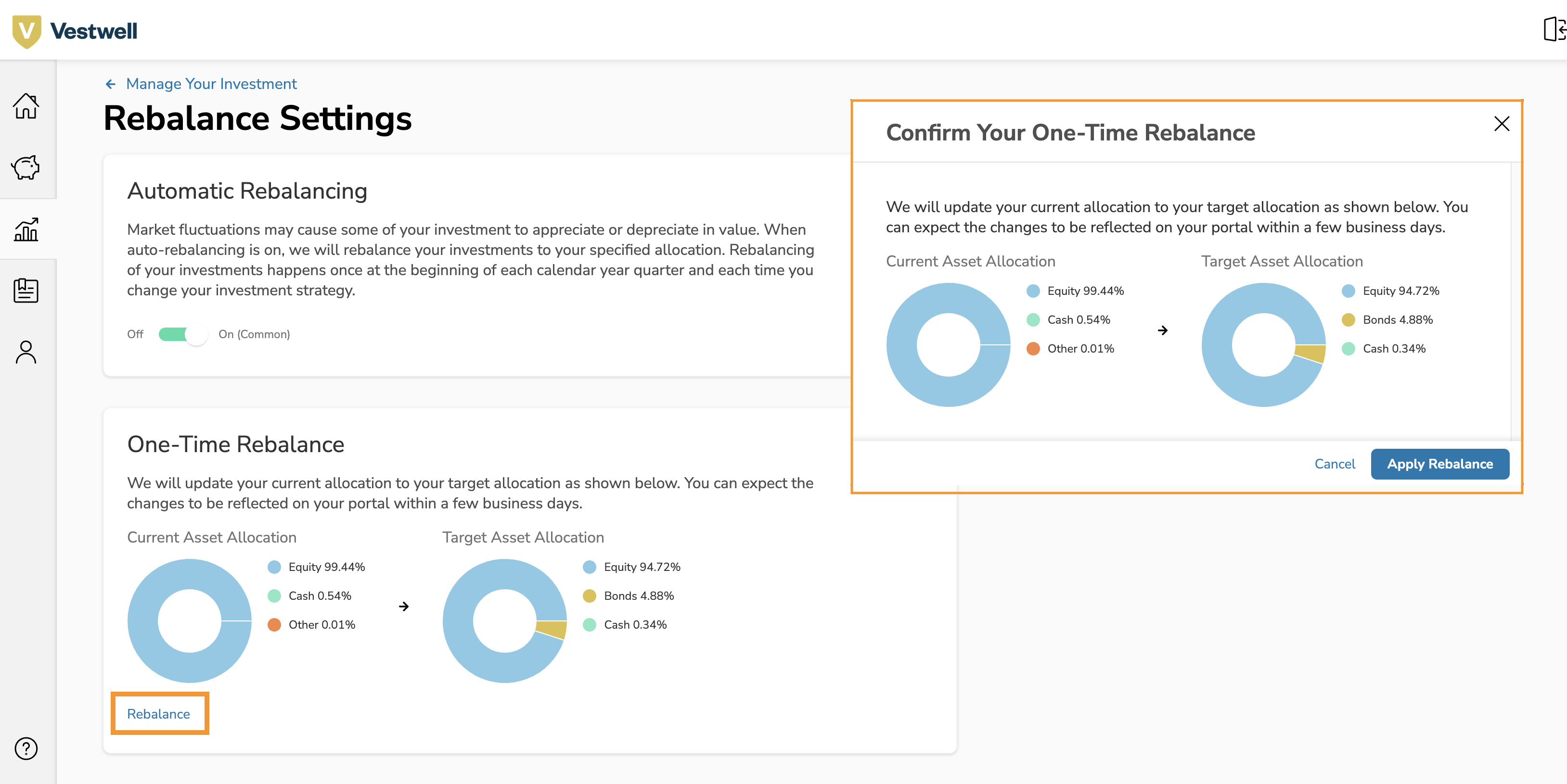 Rebalancing Your Portfolio on the Vestwell Portal