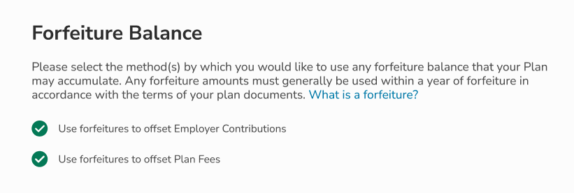 Forfeiture Balance Settings